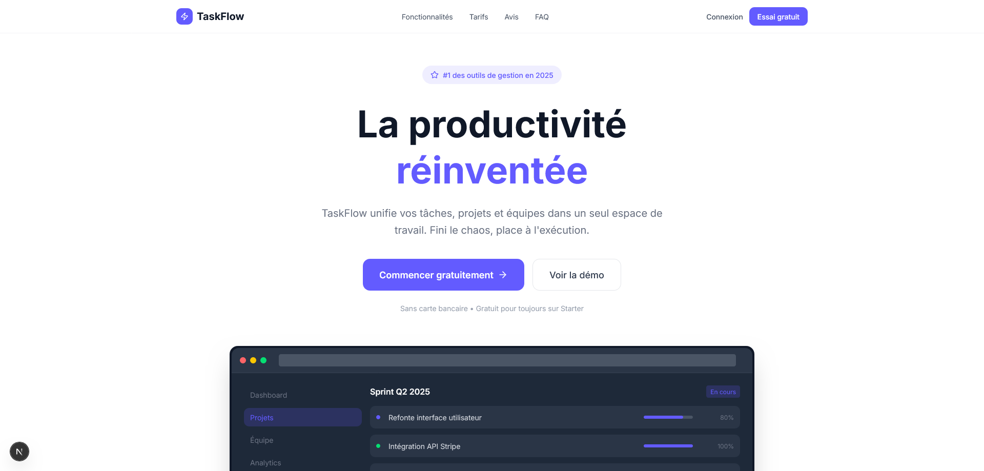 TaskFlow — SaaS Gestion de Tâches