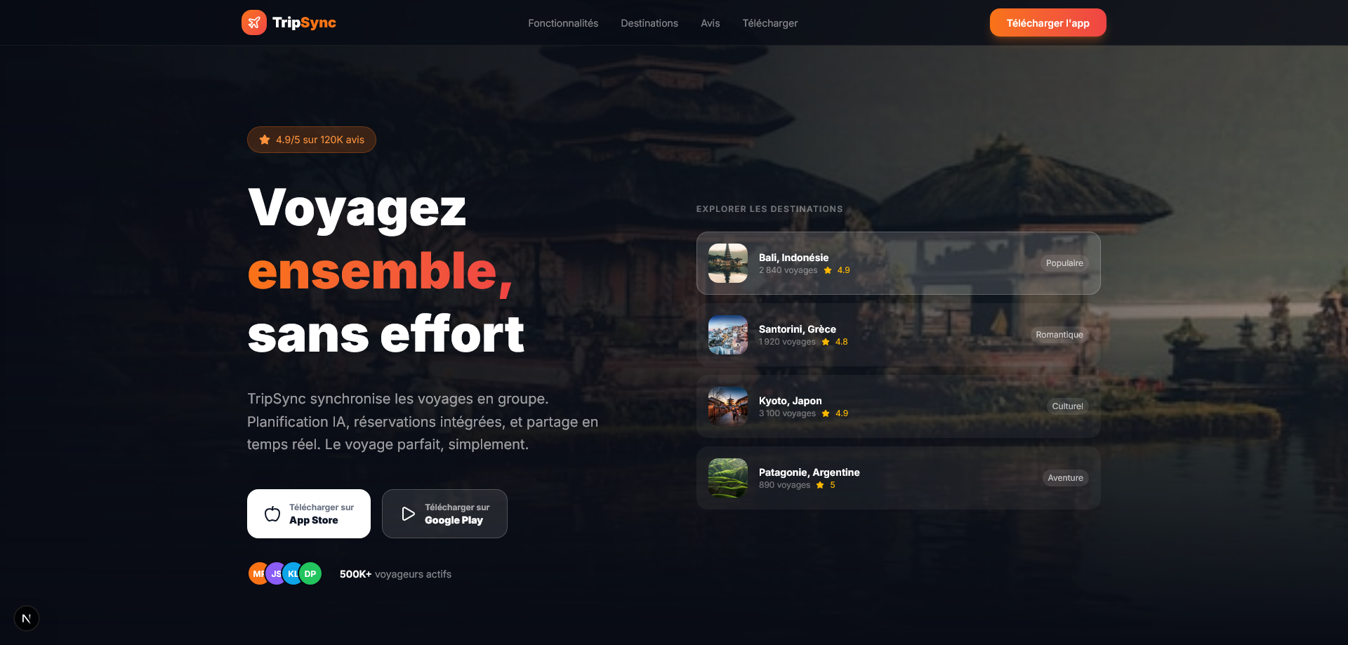 TripSync — App de Voyage